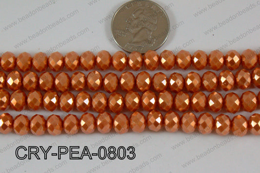 Rondelle Crystal with Pearl Coating Orange 8mm CRY-PEA-0803