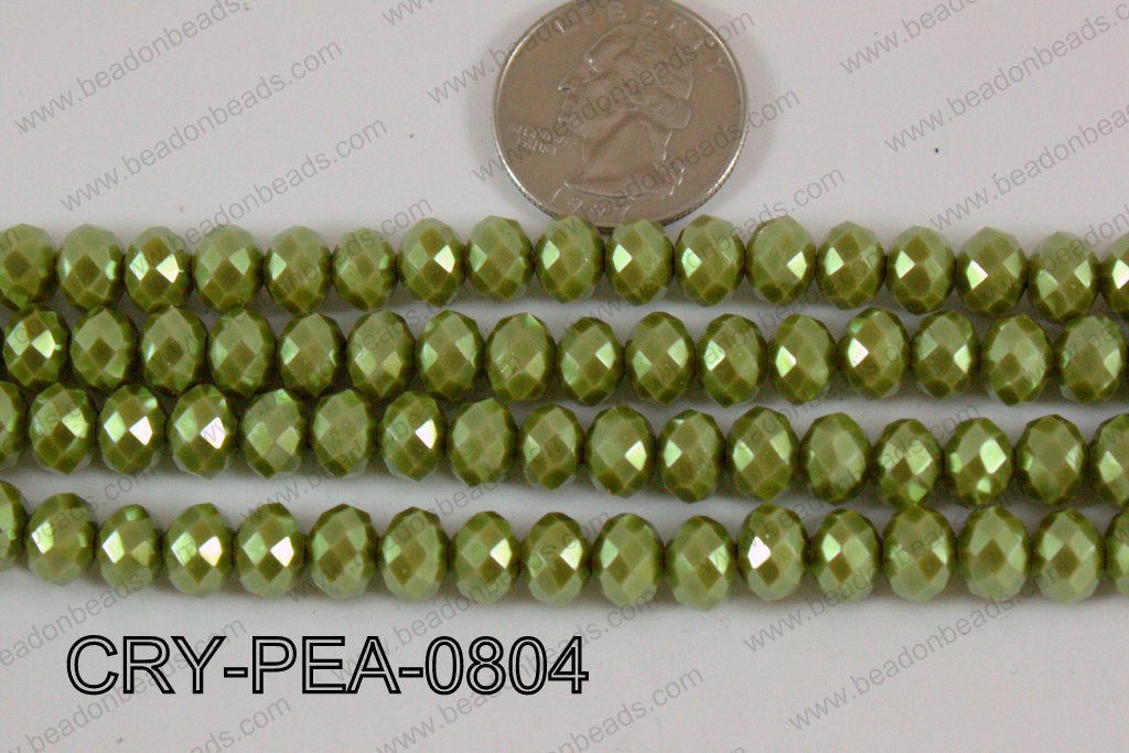 Rondelle Crystal with Pearl Coating Green 8mm CRY-PEA-0804