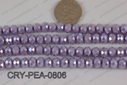 Rondelle Crystal with Pearl Coating Purple 8mm CRY-PEA-0806