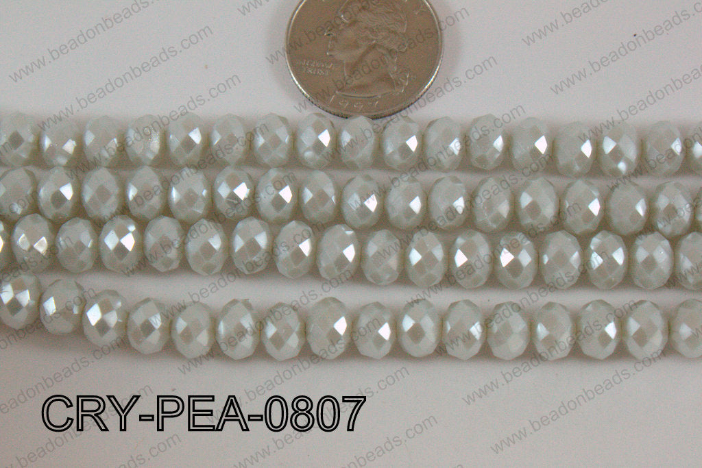 Rondelle Crystal with Pearl Coating Grey 8mm CRY-PEA-0807