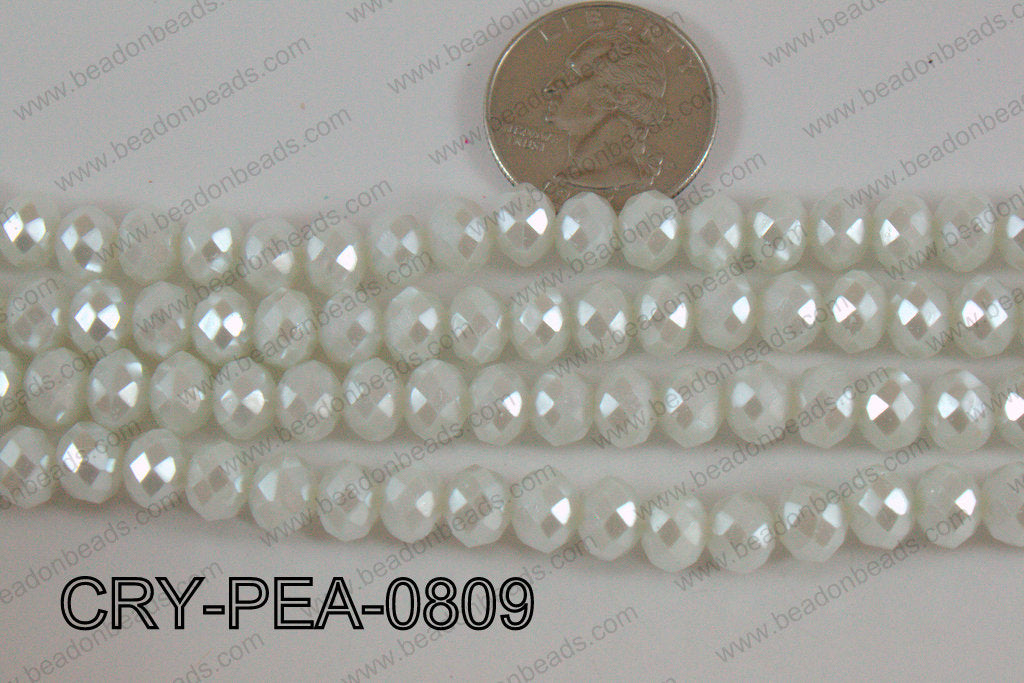 Rondelle Crystal with Pearl Coating White 8mm CRY-PEA-0809