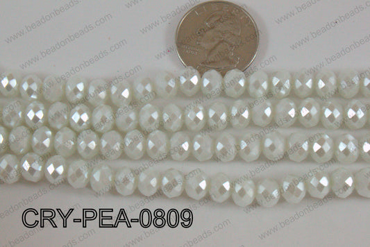 Rondelle Crystal with Pearl Coating White 8mm CRY-PEA-0809
