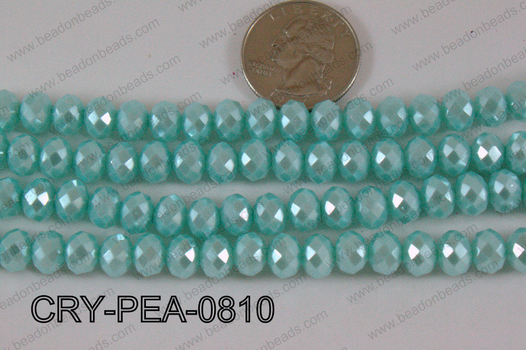 Rondelle Crystal with Pearl Coating Light Blue 8mm CRY-PEA-0810