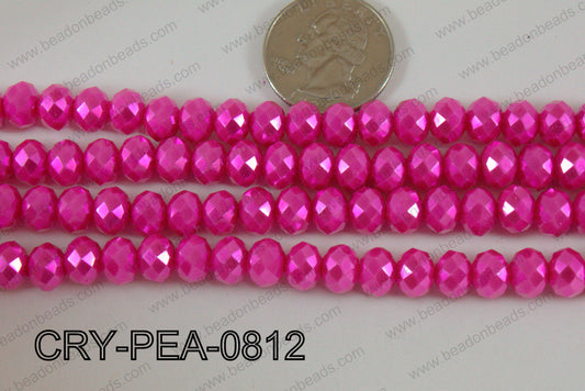 Rondelle Crystal with Pearl Coating Hot Pink 8mm CRY-PEA-0812