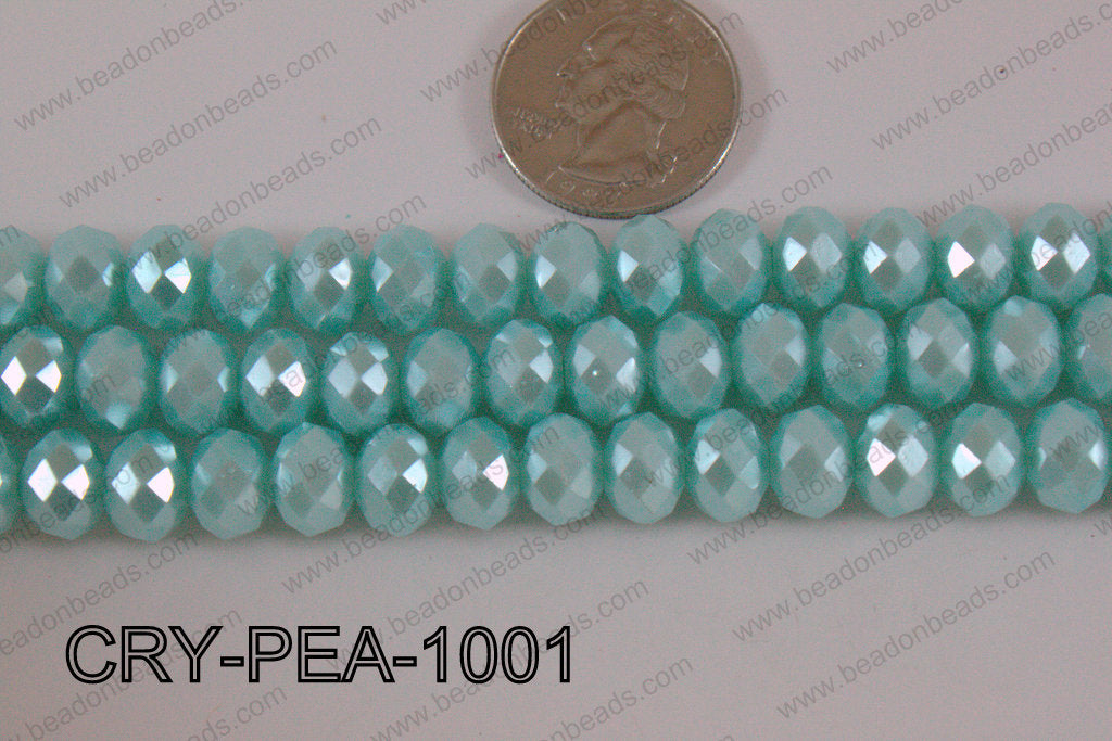 Rondelle Crystal with Pearl Coating Light Blue 10mm CRY-PEA-1001