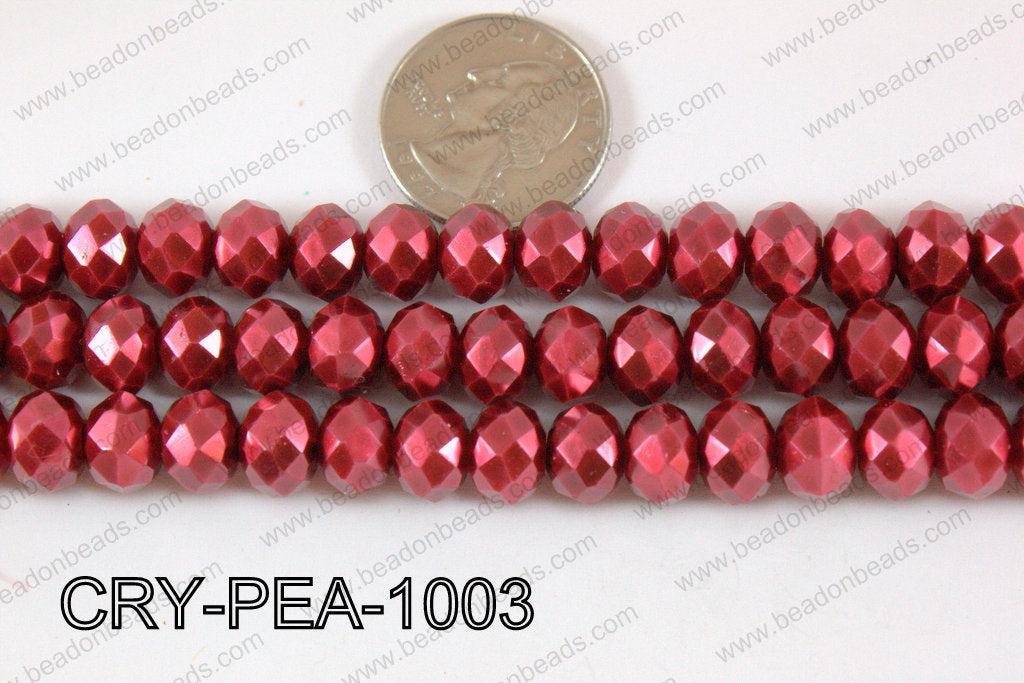 Rondelle Crystal with Pearl Coating Dark Red 10mm CRY-PEA-1003