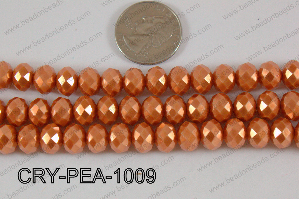 Rondelle Crystal with Pearl Coating Orange 10mm CRY-PEA-1009