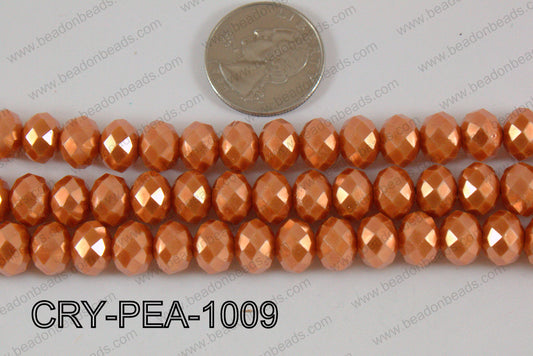 Rondelle Crystal with Pearl Coating Orange 10mm CRY-PEA-1009