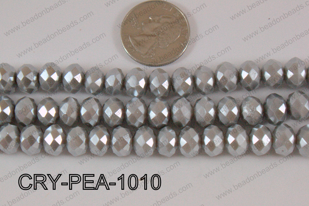 Rondelle Crystal with Pearl Coating Silver 10mm CRY-PEA-1010