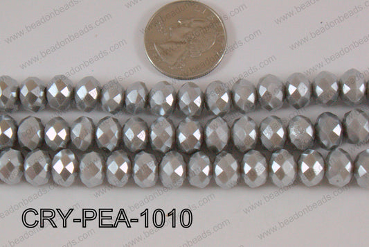 Rondelle Crystal with Pearl Coating Silver 10mm CRY-PEA-1010