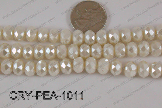 Rondelle Crystal with Pearl Coating Cream 10mm CRY-PEA-1011