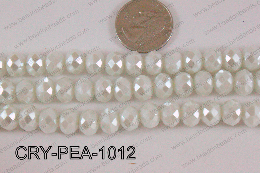 Rondelle Crystal with Pearl Coating White 10mm CRY-PEA-1012