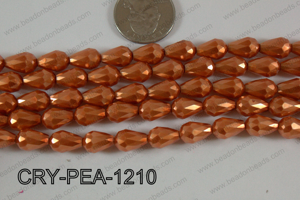 Teardrop Crystal with Pearl Coating Faceted Orange 8x12mm CRY-PE
