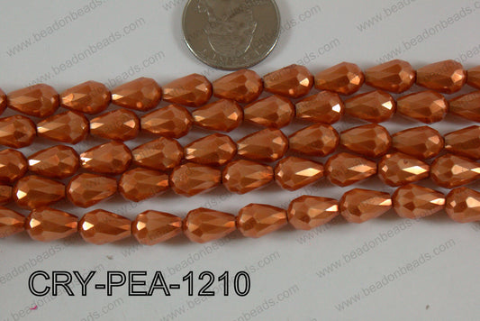 Teardrop Crystal with Pearl Coating Faceted Orange 8x12mm CRY-PE