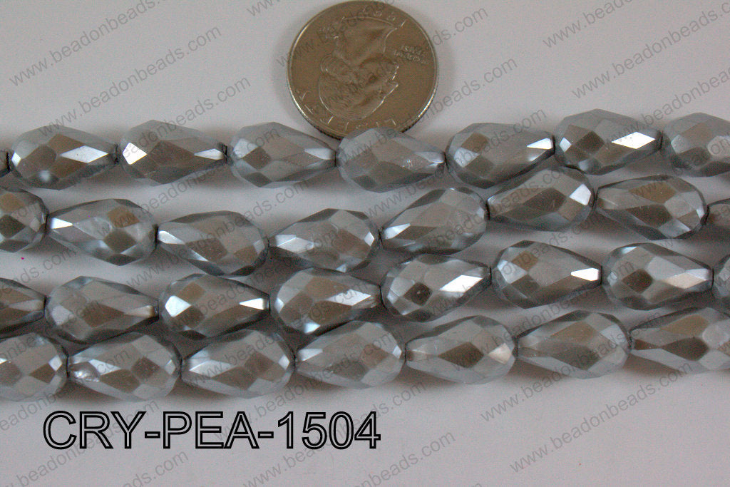 Teardrop Crystal with Pearl Coating Faceted 10x15mm CRY-P