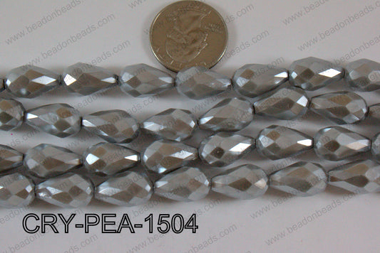 Teardrop Crystal with Pearl Coating Faceted 10x15mm CRY-P