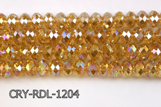 Angelic Crystal Faceted Rondel 12mm 10'' CRY-RDL-1204