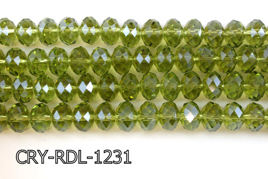 Angelic Crystal Faceted Rondel 12mm 10'' CRY-RDL-1231