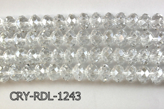 Angelic Crystal Faceted Rondel 12mm 10'' CRY-RDL-1243