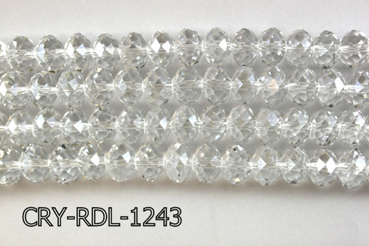 Angelic Crystal Faceted Rondel 12mm 10'' CRY-RDL-1243