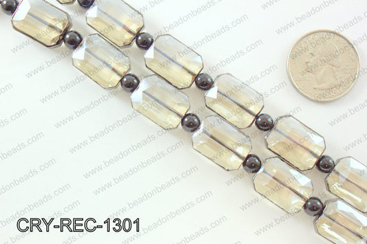 Rectangle champagne crystal with Gunmetal bezel 13x18mmCRY-REC-1