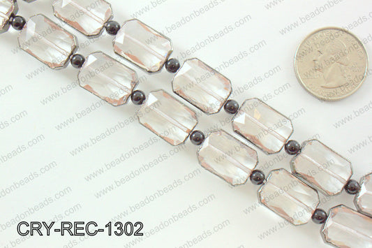 Rectangle clear crystal with Gunmetal bezel 13x18mmCRY-REC-1302