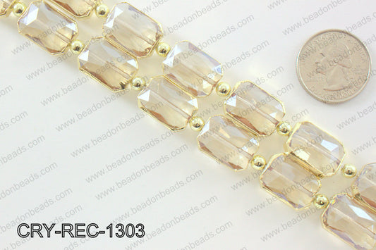 Rectangle champagne crystal with Gold bezel 13x18mmCRY-REC-1303