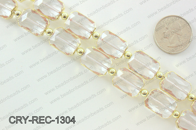 Rectangle clear crystal with Gold bezel 13x18mmCRY-REC-1304