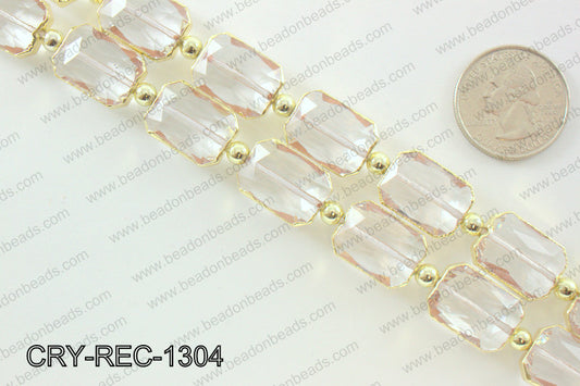 Rectangle clear crystal with Gold bezel 13x18mmCRY-REC-1304