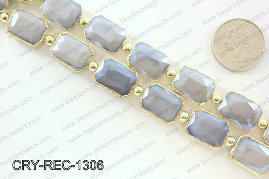 Rectangle grey crystal with Gold bezel 13x18mmCRY-REC-1306