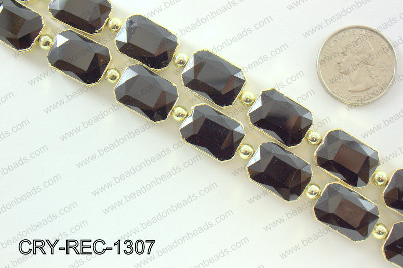 Rectangle black crystal with Gold bezel 13x18mmCRY-REC-1307