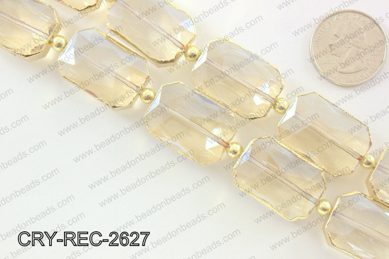 Rectangle champagne crystal with Gold bezel 18x26mmCRY-REC-2627