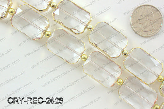 Rectangle clear crystal with Gold bezel 18x26mmCRY-REC-2628