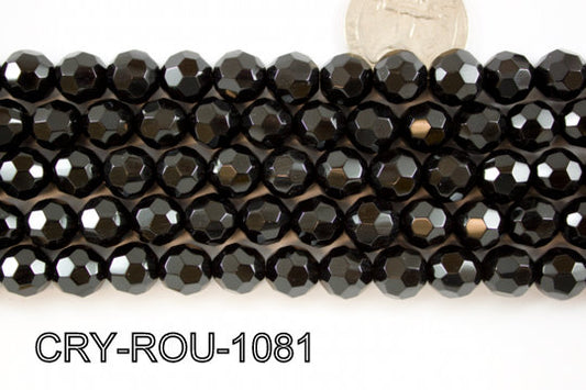 Angelic Crystal Faceted Round 10mm 32Cut Black 14'' CRY-ROU-1081