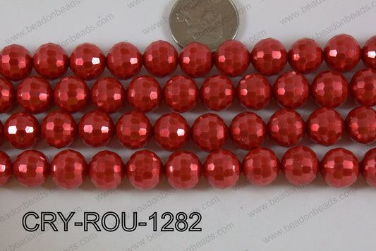 Crystal Round 96 Cut with Pearl Coating Darker Red 12mm CRY-ROU-