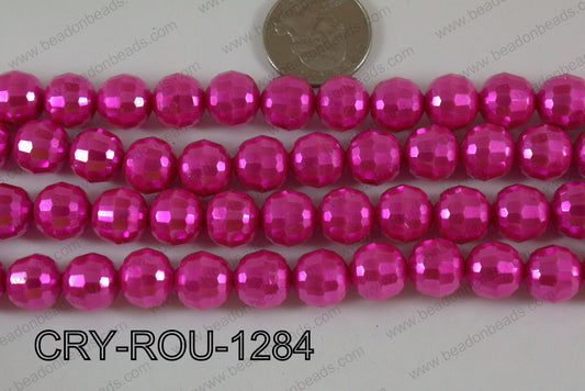 Crystal Round 96 Cut with Pearl Coating Hot Pink 12mm CRY-ROU-12