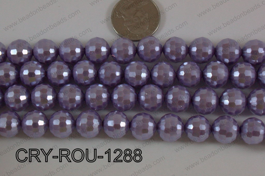 Crystal Round 96 Cut with Pearl Coating Purple 12mm CRY-ROU-1288