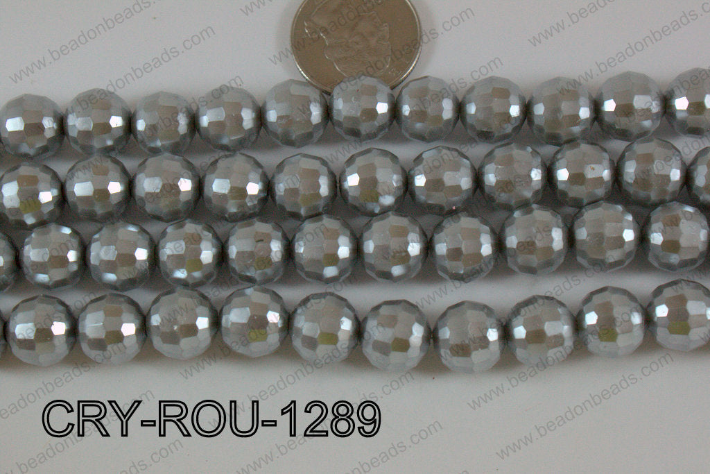 Crystal Round 96 Cut with Pearl Coating Grey 12mm CRY-ROU-1289