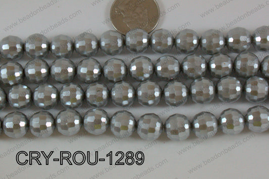 Crystal Round 96 Cut with Pearl Coating Grey 12mm CRY-ROU-1289
