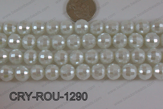 Crystal Round 96 Cut with Pearl Coating White 12mm CRY-ROU-1290