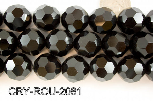 Angelic Crystal Faceted Round 20mm 32Cut Black 14'' CRY-ROU-2081