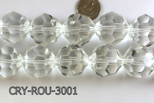 Angelic Crystal Faceted Round 30mm Clear 14'' CRY-ROU-3001