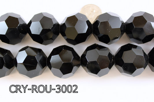 Angelic Crystal Faceted Round 30mm Black 14'' CRY-ROU-3002
