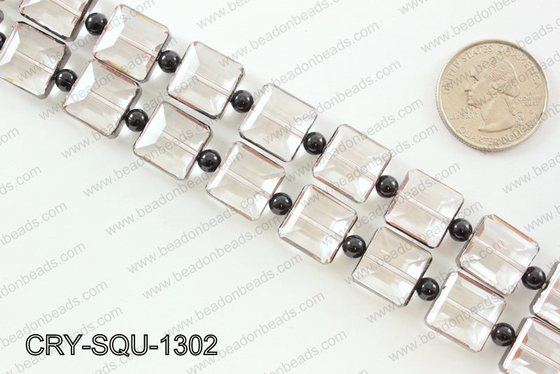 Square clear crystal with Gunmetal bezel 13x13mmCRY-SQU-1302