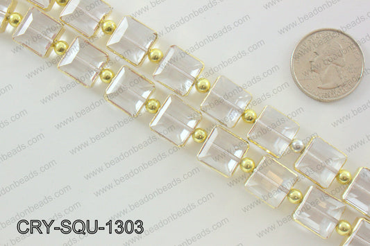 Square champagne crystal with Gold bezel 13x13mmCRY-SQU-1303