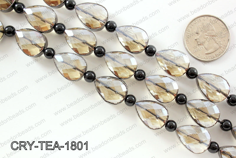 Teardrop champagne crystal with Gunmetal bezel 13x18mmCRY-TEA-18