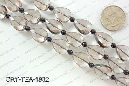 Teardrop clear crystal with Gunmetal bezel 13x18mmCRY-TEA-1802