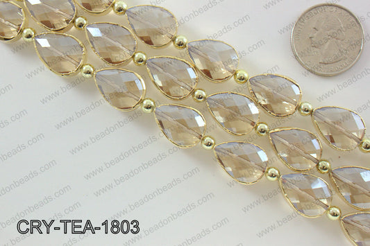 Teardrop champagne crystal with Gold bezel 13x18mmCRY-TEA-1803