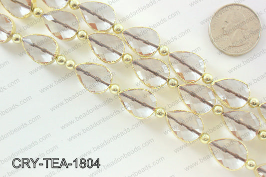 Teardrop clear crystal with Gold bezel 13x18mmCRY-TEA-1804