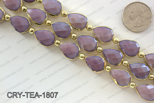 Teardrop purple crystal with Gold bezel 13x18mmCRY-TEA-1807